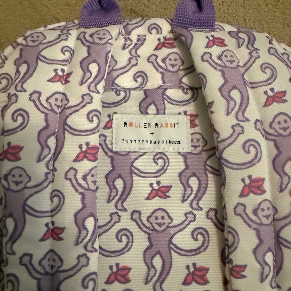 Roller Rabbit Lavender Monkey Backpack - Picture 3 of 3